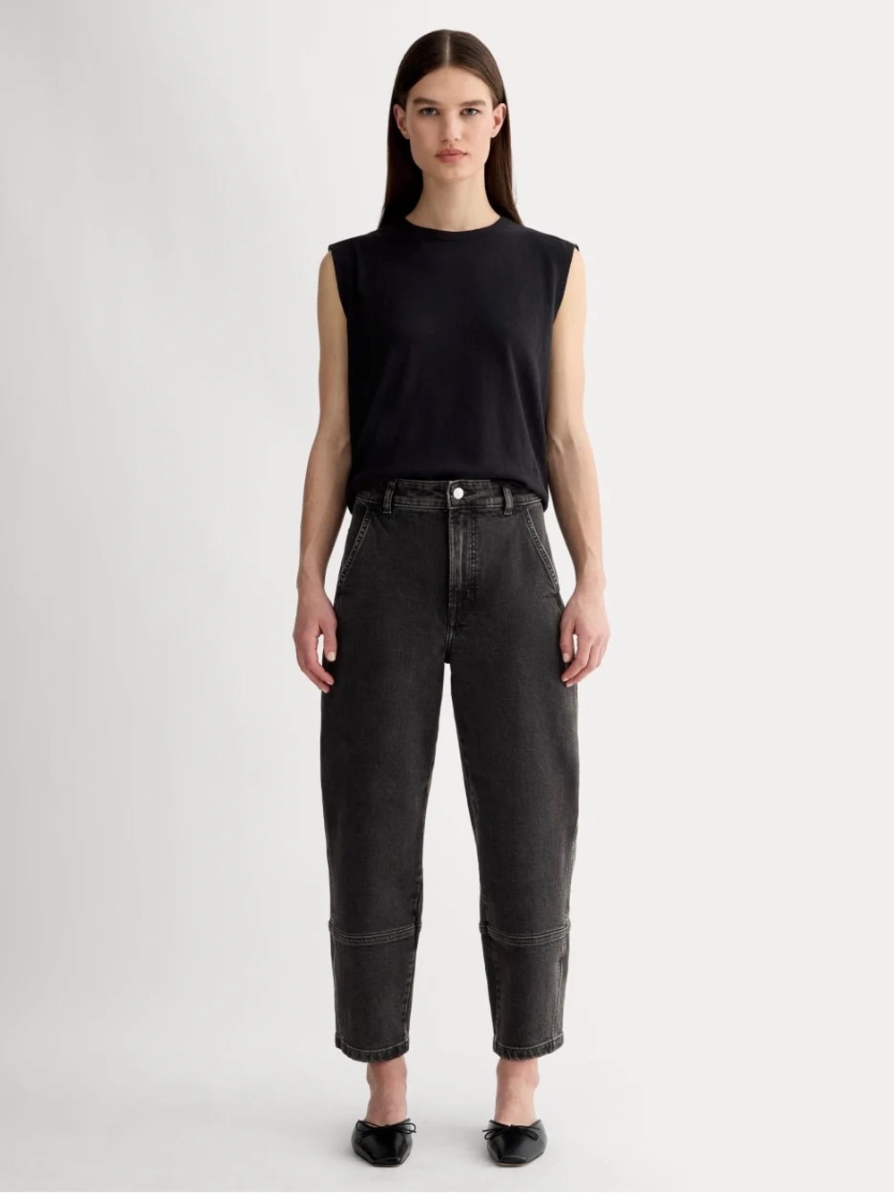 Everlane The Utility Barrel Jean Washed Black Size 27R MSRP $128 High Rise